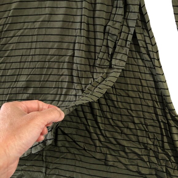 Express Dress Womens Size S Green Black V-Neck Long Sleeve Striped Wrap Style - Picture 5 of 8